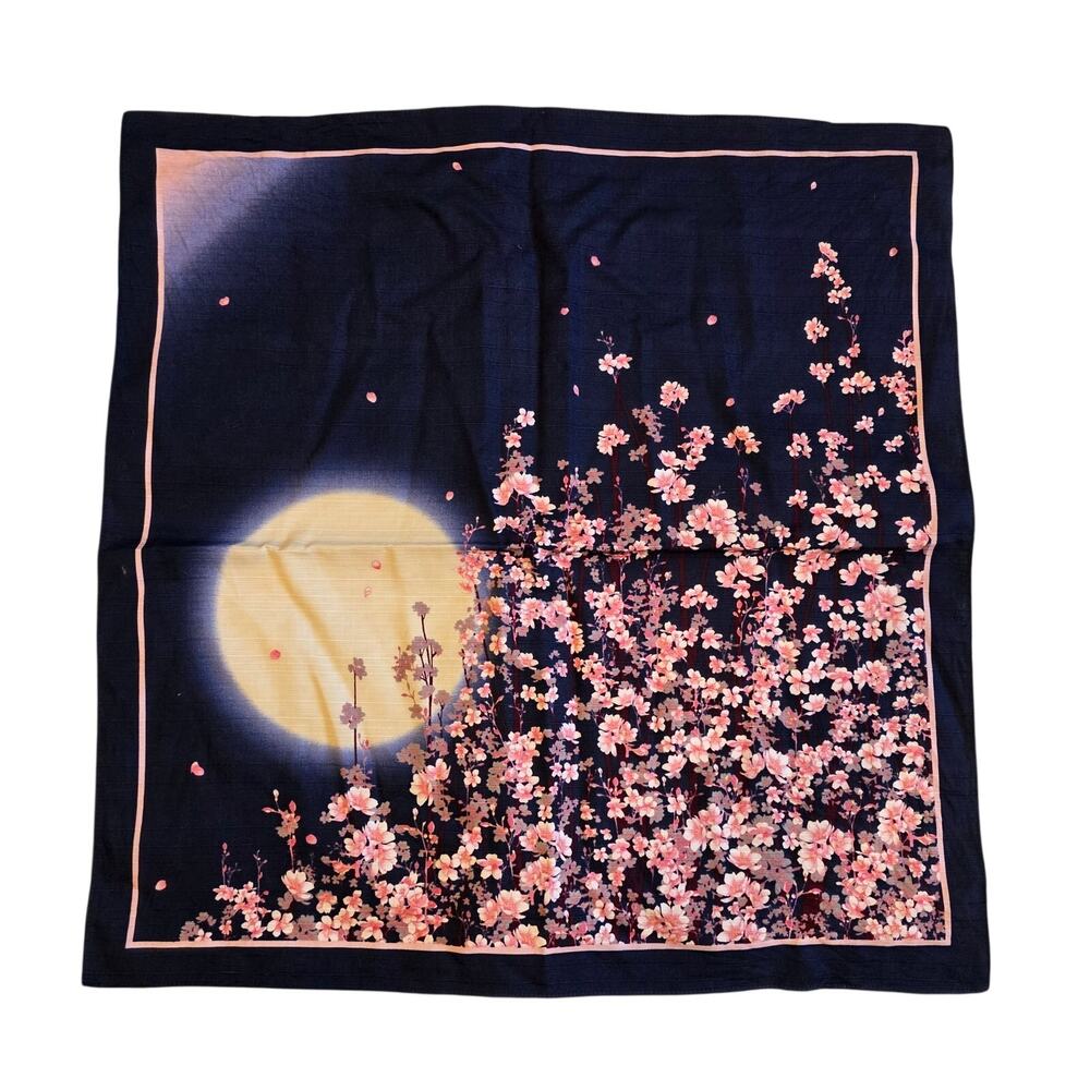 Japanese Cherry Blossom Furoshiki Wrapping Cloth Sakura Moon Yusoku Handkerchief